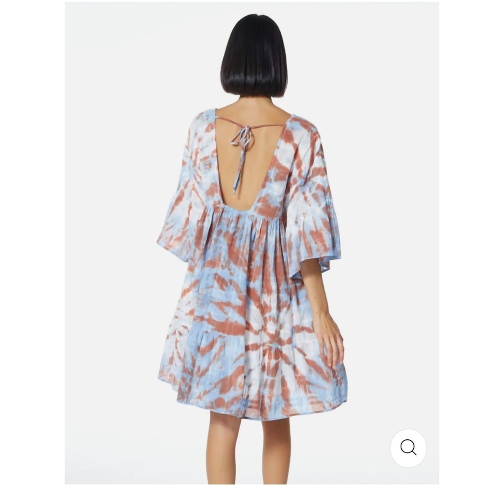 Young Fabulous & Broke Marley in Blue Fog Tie Dye V-Neck Dress Small - Picture 2 of 11